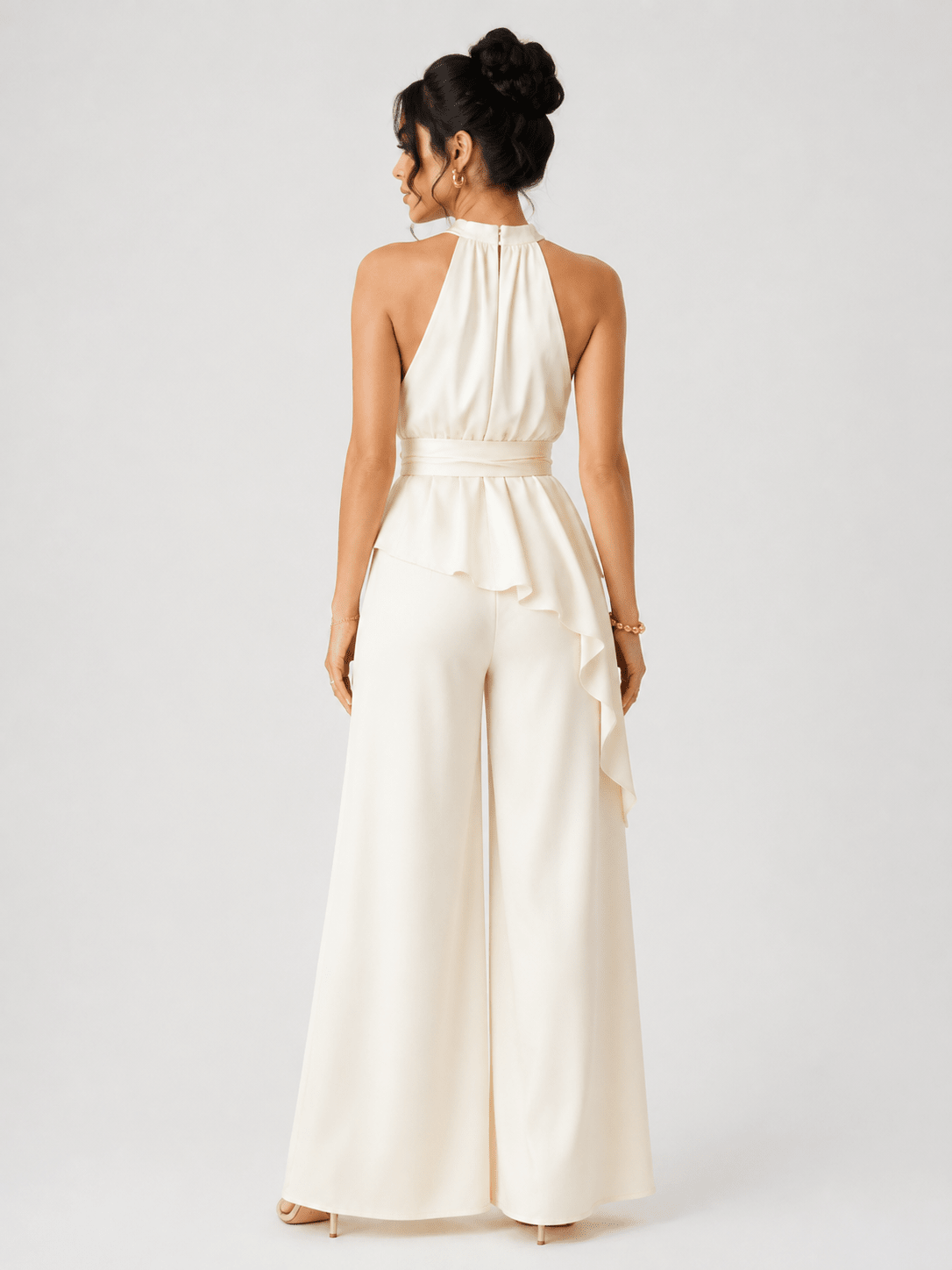 Elegant Sleeveless Halter Wide-Leg Pants Set - Edin London