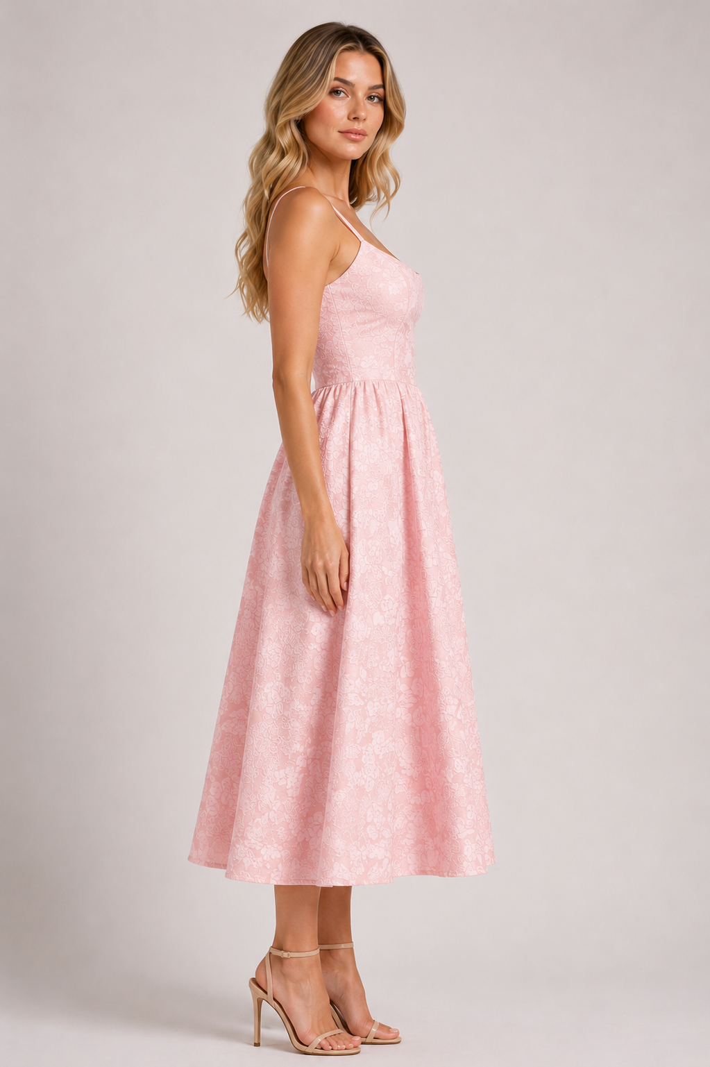 Women's Elegant Spaghetti Strap Midi Dress French Style Wedding Guest & Party Dress