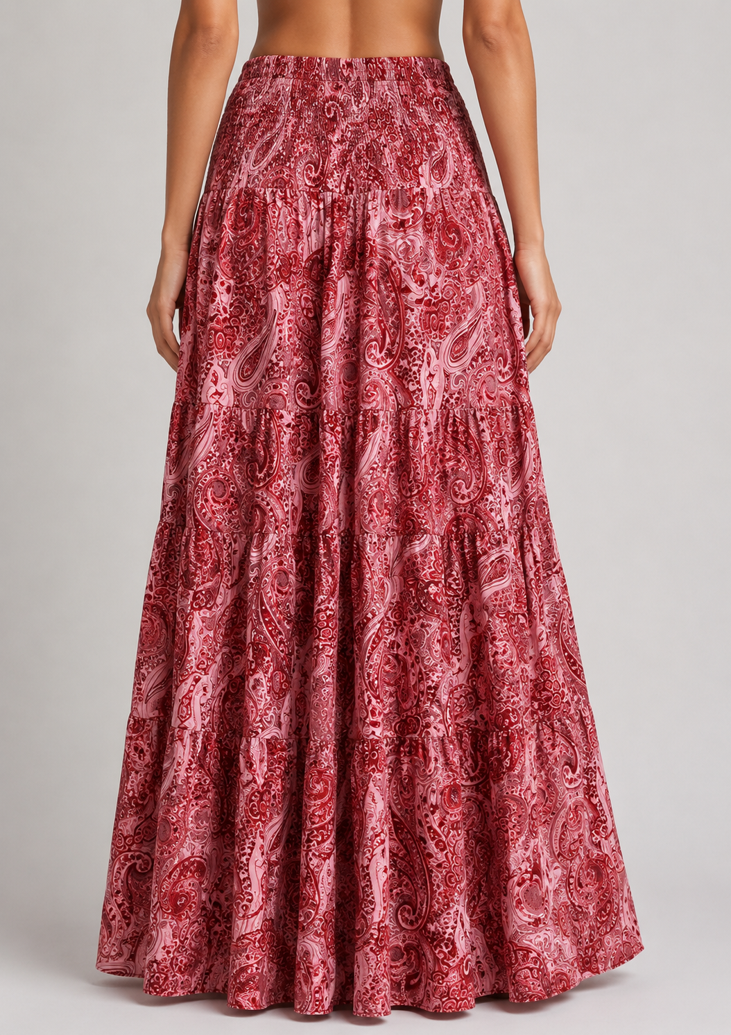 Women's Bohemian Print Maxi Skirt High Waist Flowing A-Line Holiday Beach Long Skirt