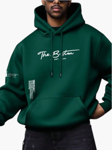 Grey Boston Graphic Pullover Hoodie for Men - Edin London
