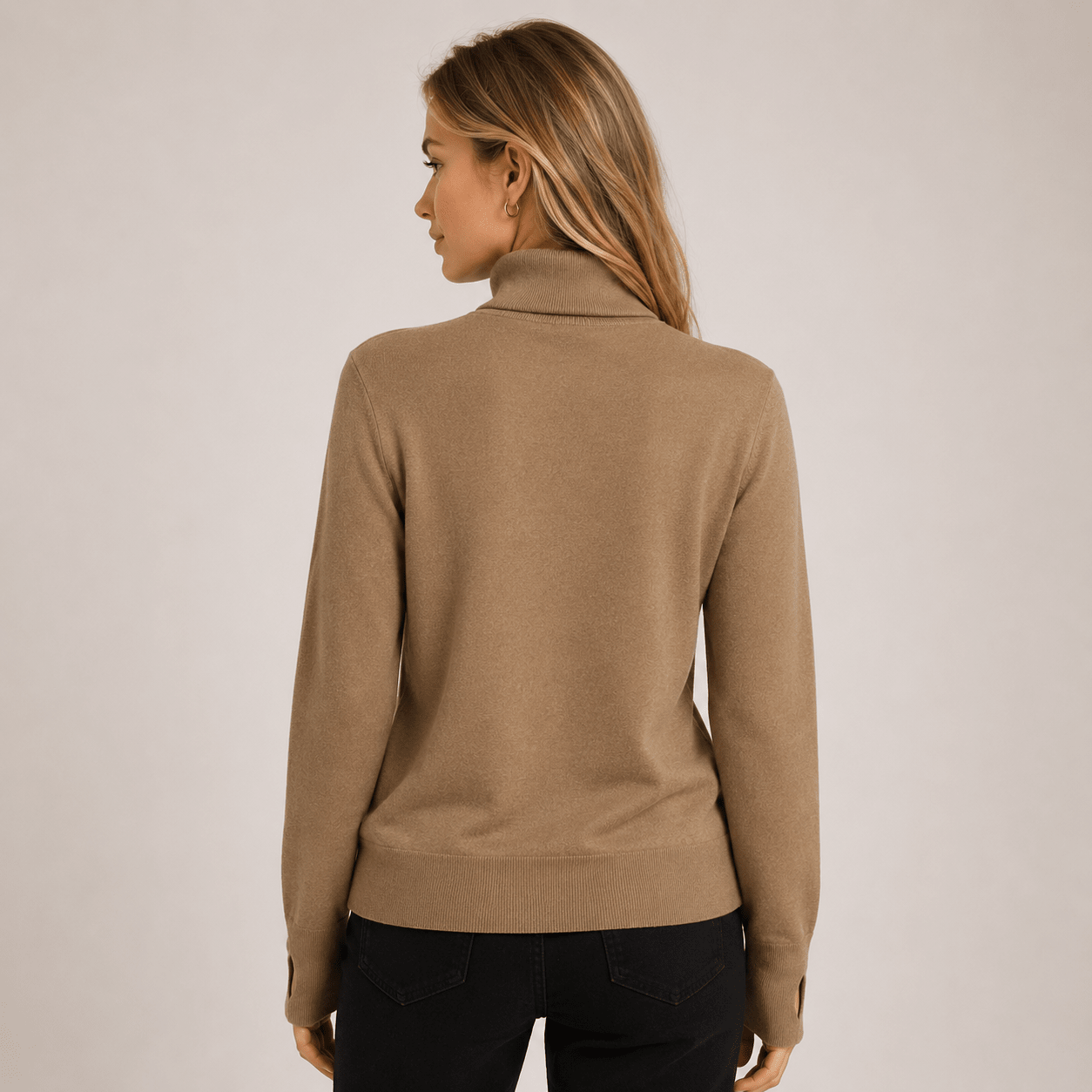 High Neck Glove Sleeve Knit Base Sweater – Slim Fit Elegant Long Sleeve Pullover - Edin London