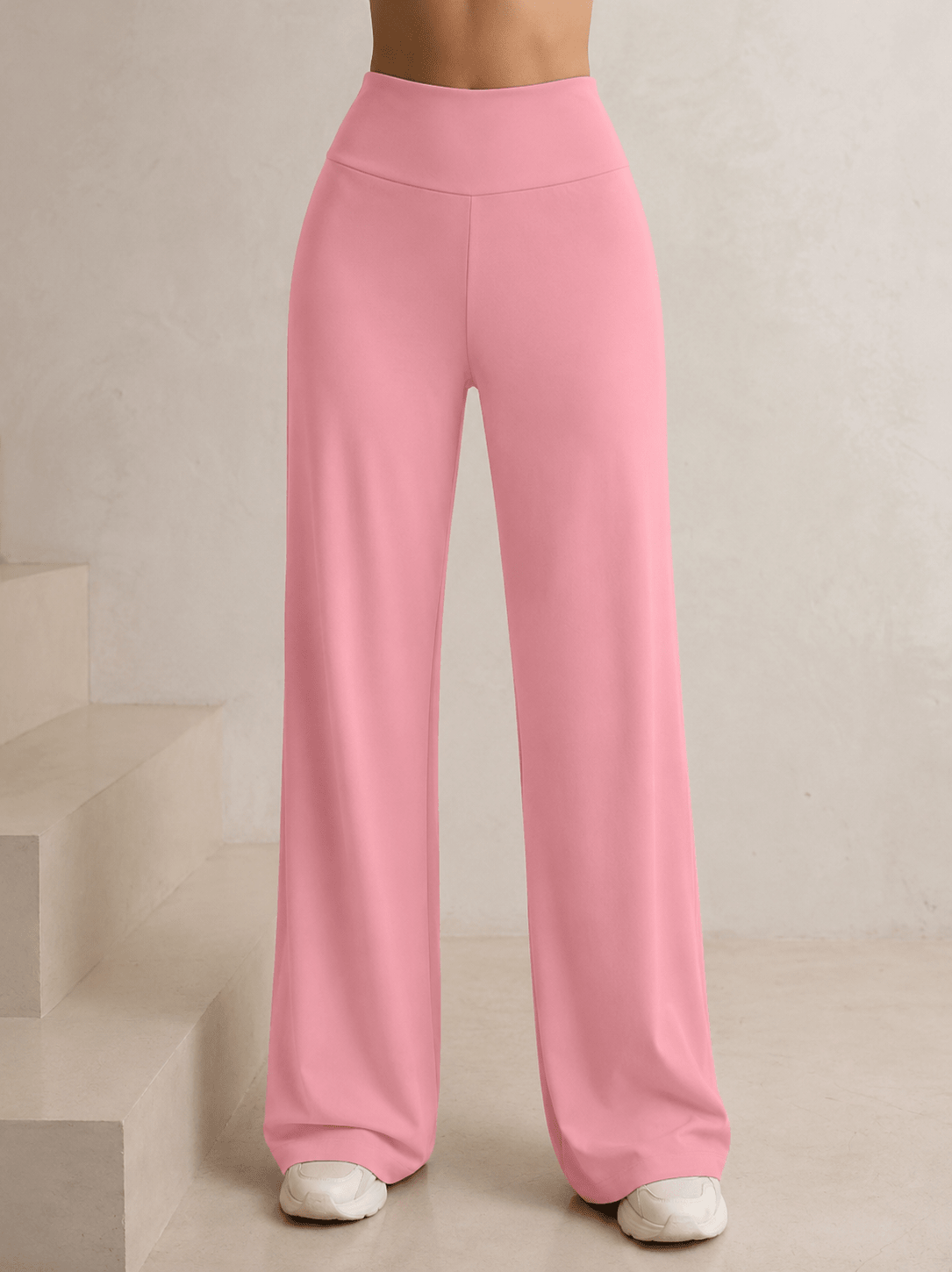 High Waist Straight Stretch Pants – Women's Casual Solid Color Trousers - Edin London