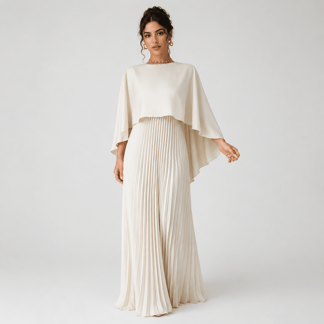 Loose Batwing Sleeve Pleated Irregular Elegant Maxi Dress for Women - Edin London