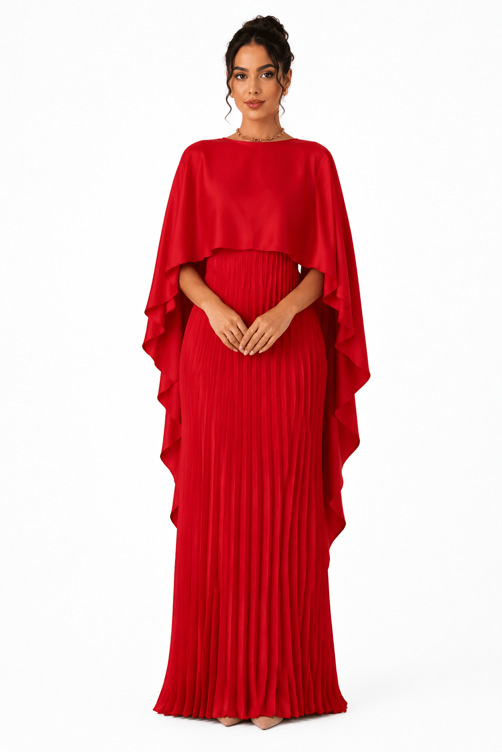 Loose Batwing Sleeve Pleated Irregular Elegant Maxi Dress for Women - Edin London