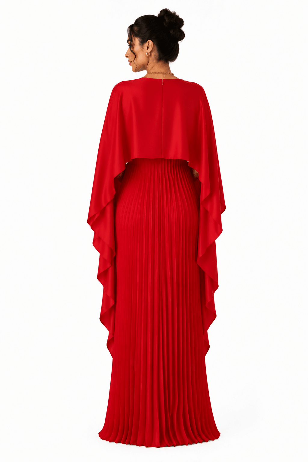 Loose Batwing Sleeve Pleated Irregular Elegant Maxi Dress for Women - Edin London
