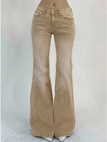 Low Rise Flare Jeans Women's Front Button Pocket Retro Denim - Edin London