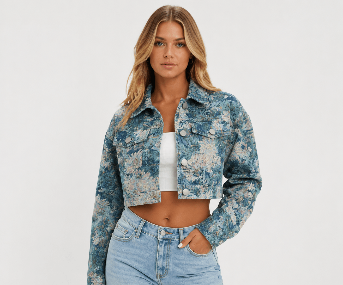 Mayra | Woman's Abstract Cropped Cardigan Jacket - Edin London