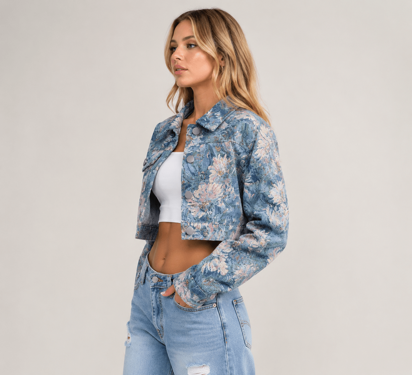 Mayra | Woman's Abstract Cropped Cardigan Jacket - Edin London