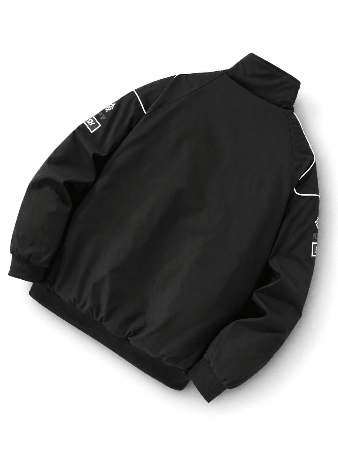 Men's Black And Navy Puffer Racing Zip Up Motorsport Bomber Biker Jacket Winters - Edin London