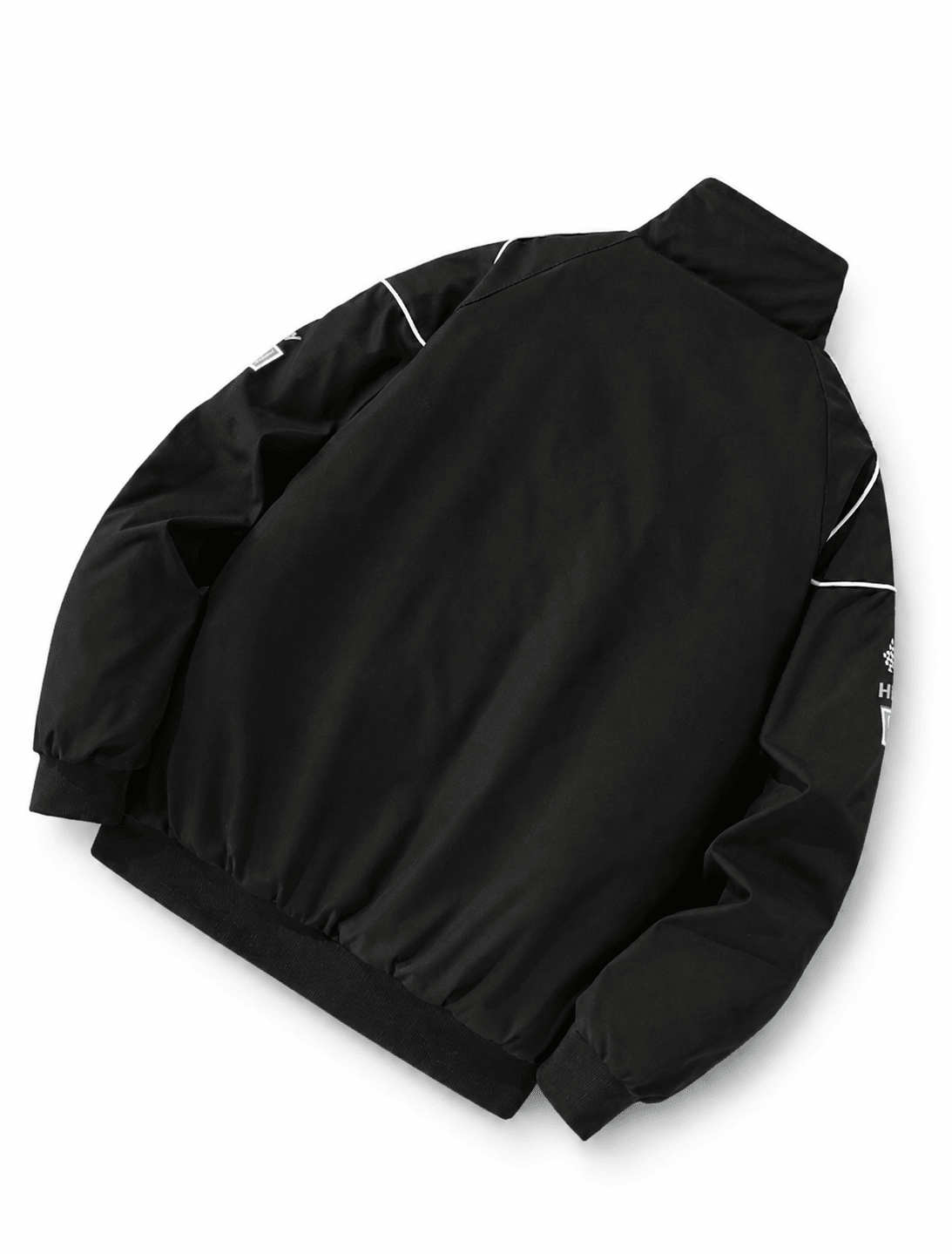 Men's Black And Navy Puffer Racing Zip Up Motorsport Bomber Biker Jacket Winters - Edin London