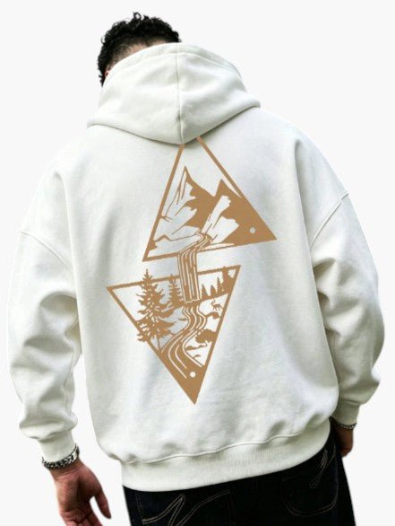 Men’s Black Graphic Hoodie Casual Oversized Pullover Sweatshirt - Edin London