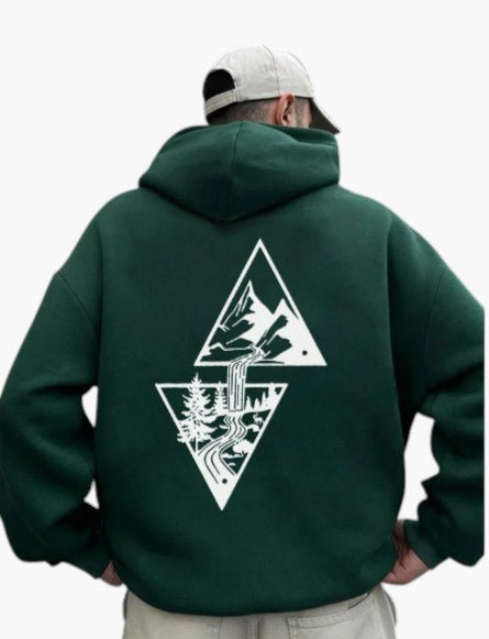 Men’s Black Graphic Hoodie Casual Oversized Pullover Sweatshirt - Edin London