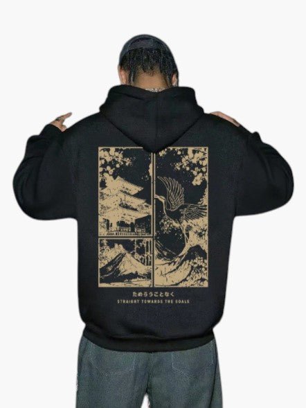 Men’s Black Pullover Hoodie with Kangaroo Pocket Casual Regular Fit - Edin London