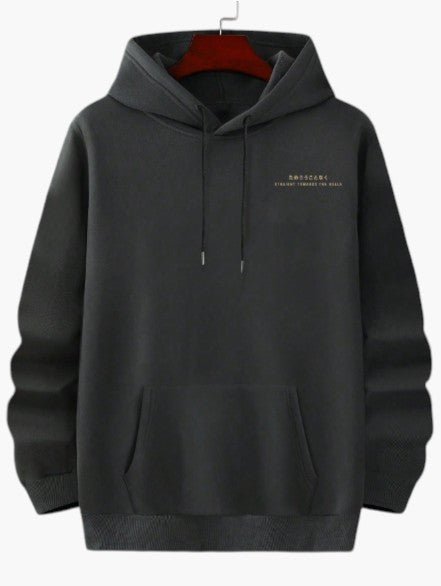 Men’s Black Pullover Hoodie with Kangaroo Pocket Casual Regular Fit - Edin London