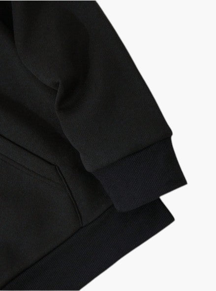 Men’s Black Pullover Hoodie with Kangaroo Pocket Casual Regular Fit - Edin London