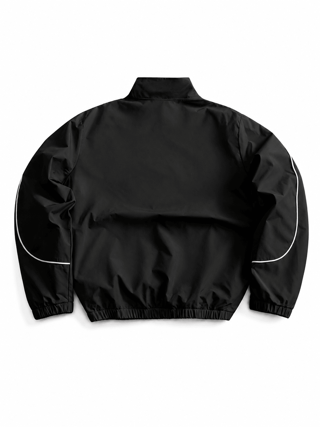 Men's Black Quarter Zip Racing Style Biker Funnel Neck Jacket With Graphic Print - Edin London
