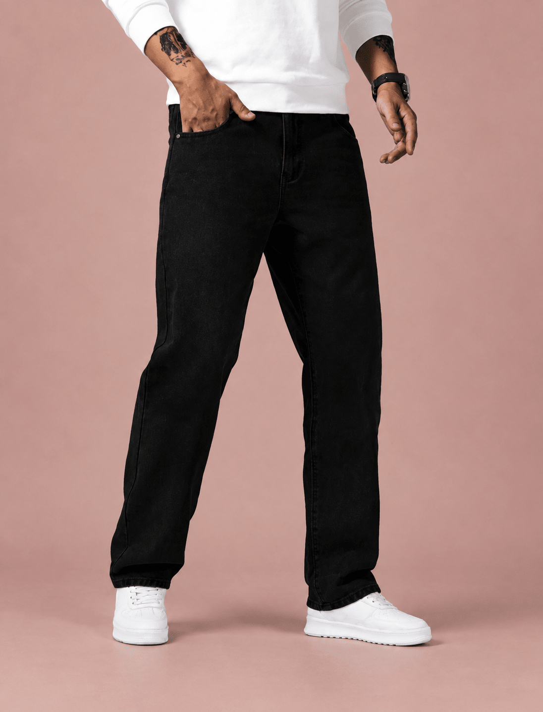 Men’s Black Straight Leg Denim Casual Jeans - Edin London