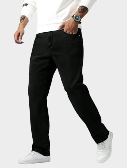 Men’s Black Straight Leg Denim Casual Jeans - Edin London
