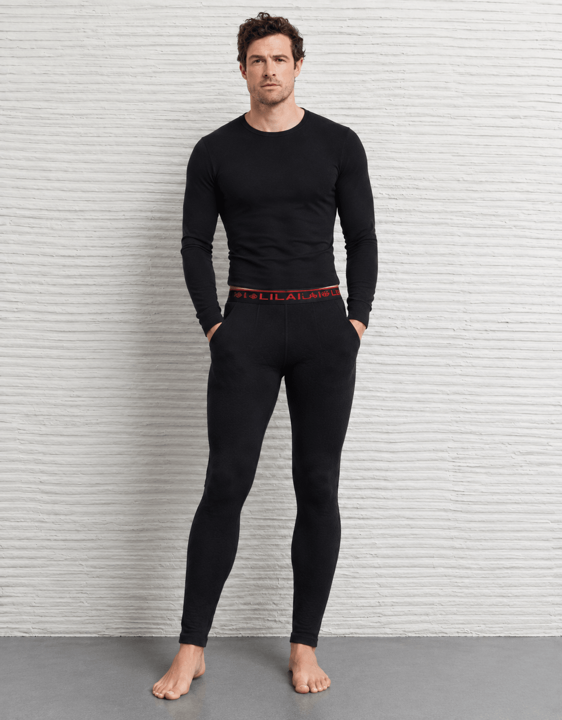 Men’s Black Warm Thermal Base Layer Set Long Sleeve & Leggings For Winters - Edin London