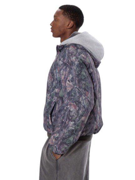 Men’s Camouflage Print Hooded Puffer Quilted Winter Jacket - Edin London
