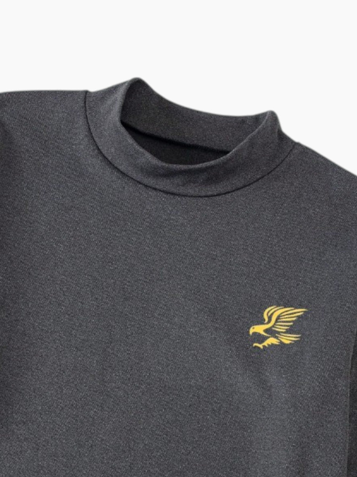 Men’s Gym Grey Turtleneck Long Sleeve Shirt with Eagle Detail - Edin London