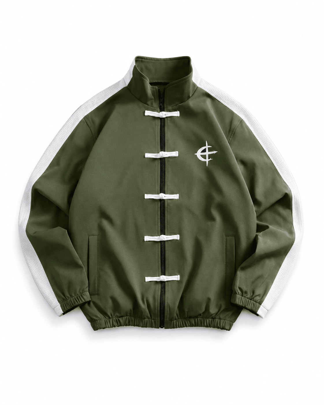 Men's Loose Zipper Blue Green White Track Biker Stand Collar Sports Casual Jacket - Edin London