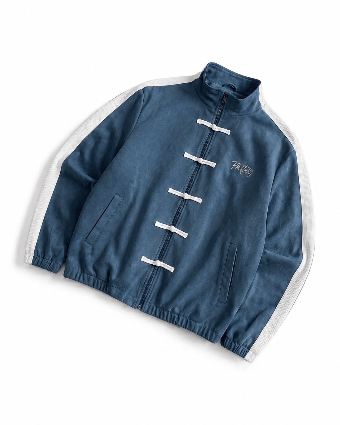 Men's Loose Zipper Blue Green White Track Biker Stand Collar Sports Casual Jacket - Edin London