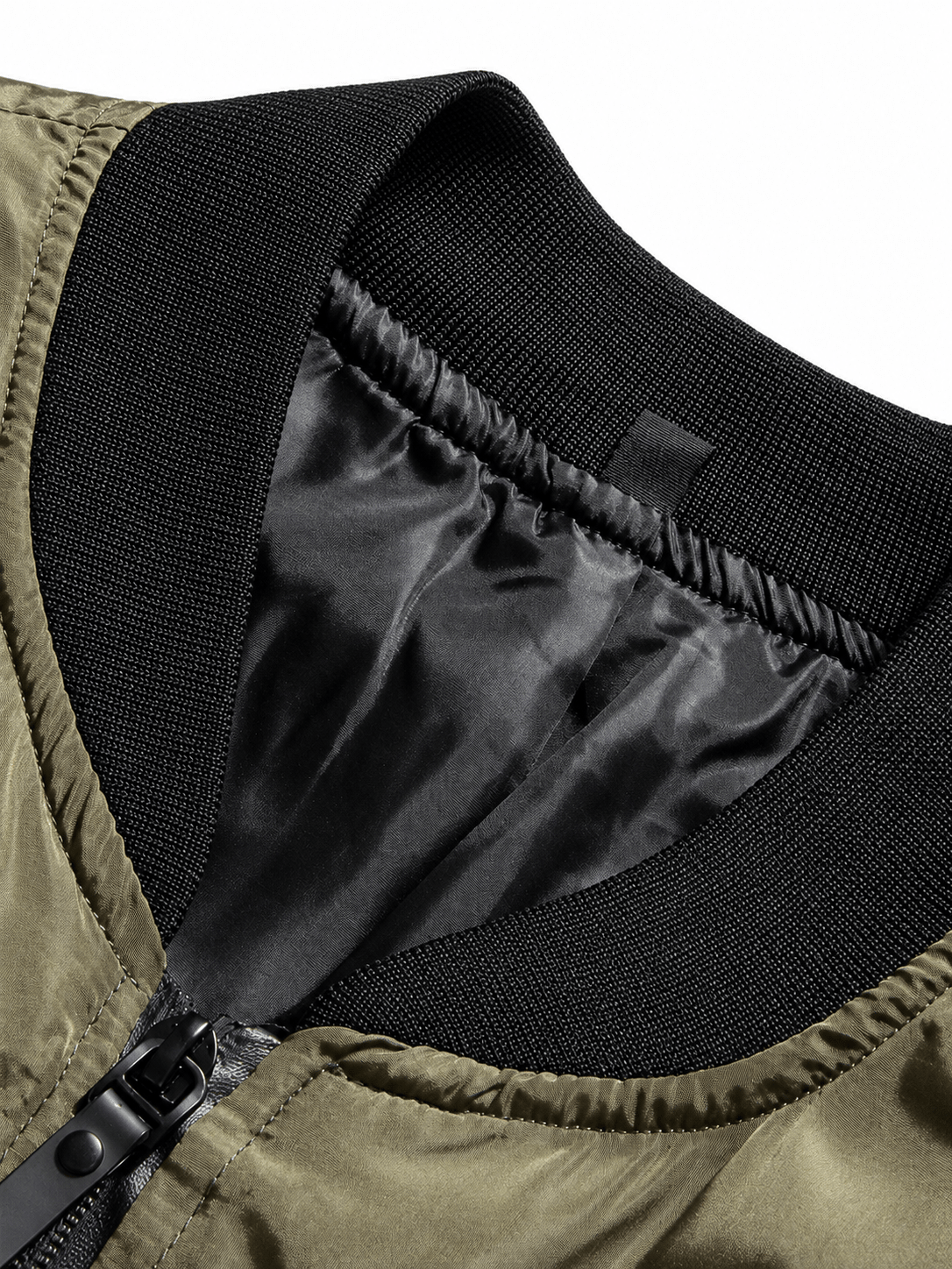 Men's Olive Green Bomber Jacket With Graphic Patches And Zip Front - Edin London