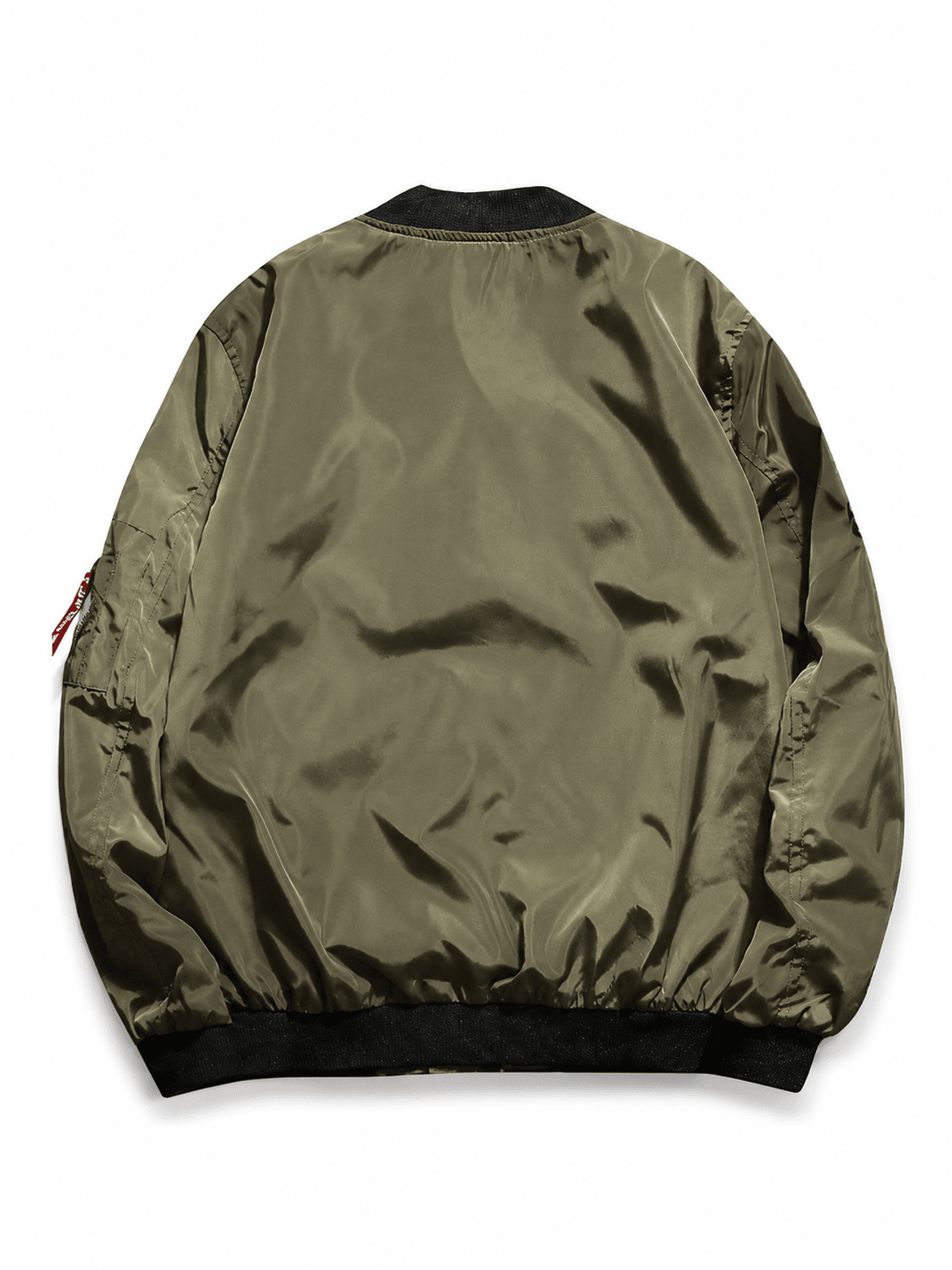 Men's Olive Green Bomber Jacket With Graphic Patches And Zip Front - Edin London