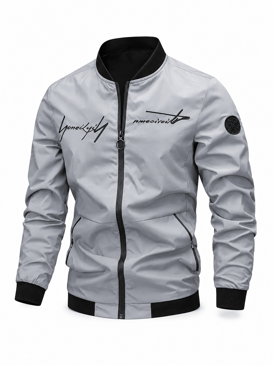 Men's Outdoor Black White Lightweight Bomber Jacket With Zip Front Casual & Everyday - Edin London