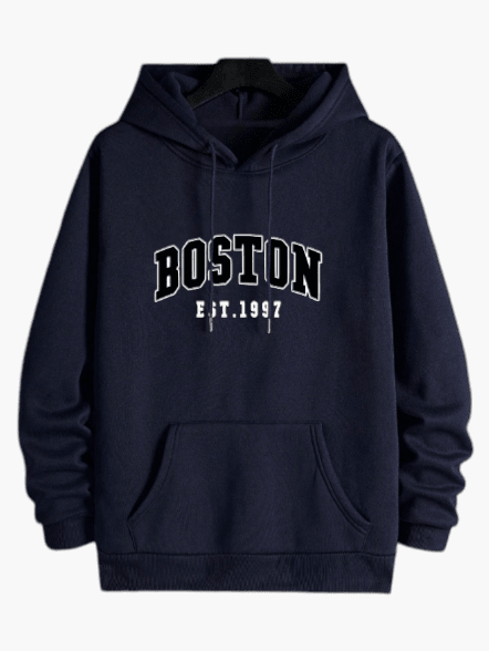 Men’s Red Boston Graphic Hoodie For Winters - Edin London