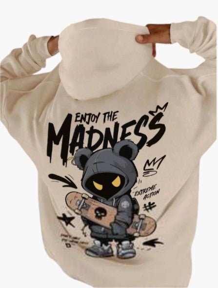 Men’s White Graphic Warm Hoodie Front Pocket - Edin London