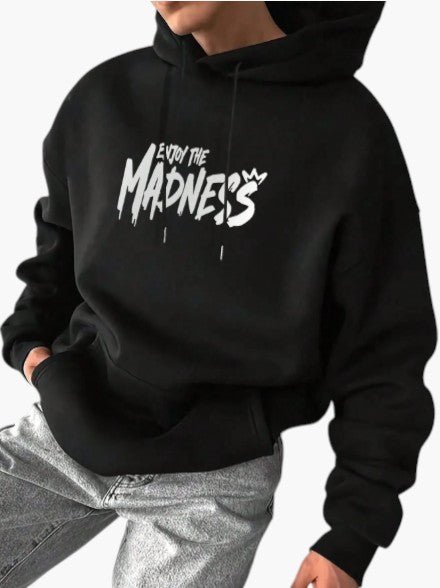 Men’s White Graphic Warm Hoodie Front Pocket - Edin London