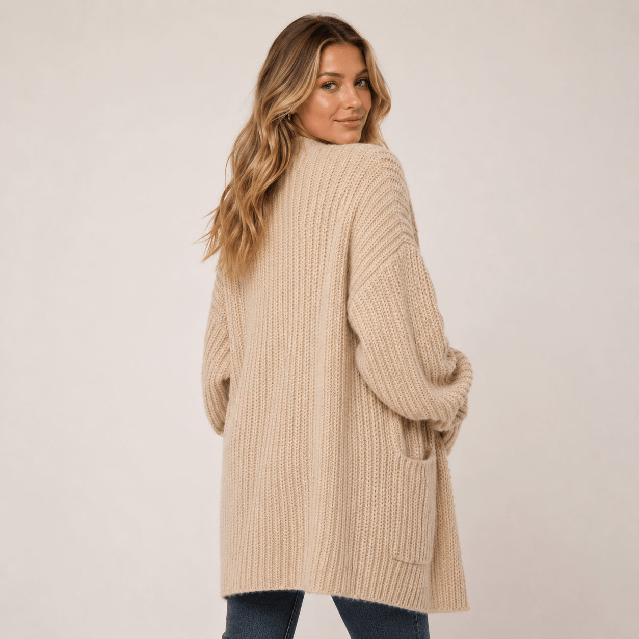 Mid-Length Lazy Style Cross-Border Casual Sweater for Women, Loose and Versatile Long-Sleeve Knit Cardigan - Edin London