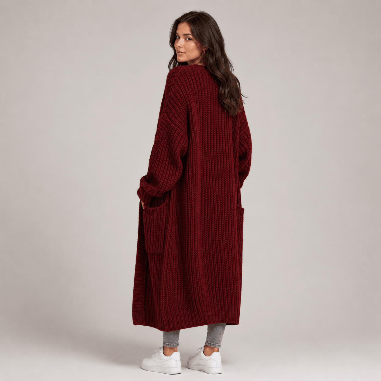Mid-Length Lazy Style Cross-Border Casual Sweater for Women, Loose and Versatile Long-Sleeve Knit Cardigan - Edin London