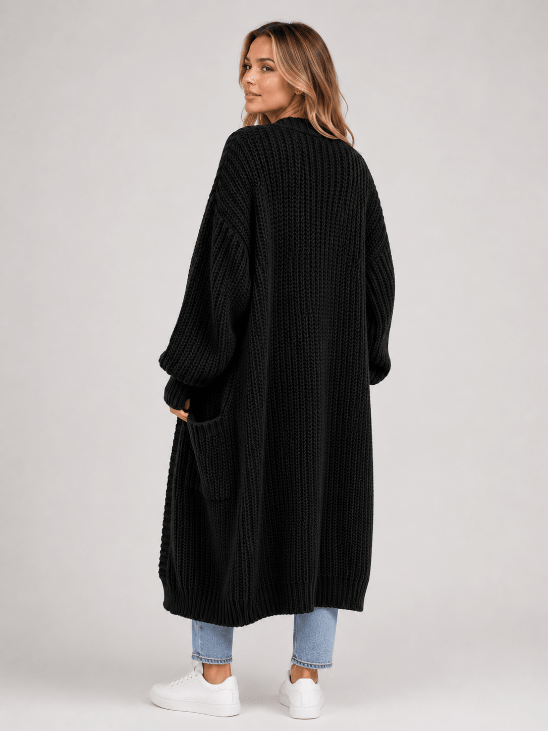 Mid-Length Lazy Style Cross-Border Casual Sweater for Women, Loose and Versatile Long-Sleeve Knit Cardigan - Edin London