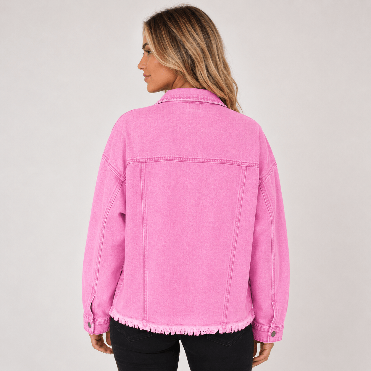 New Style Washed Denim Shirt Jacket for Women – Relaxed Frayed Hem Casual Overshirt - Edin London