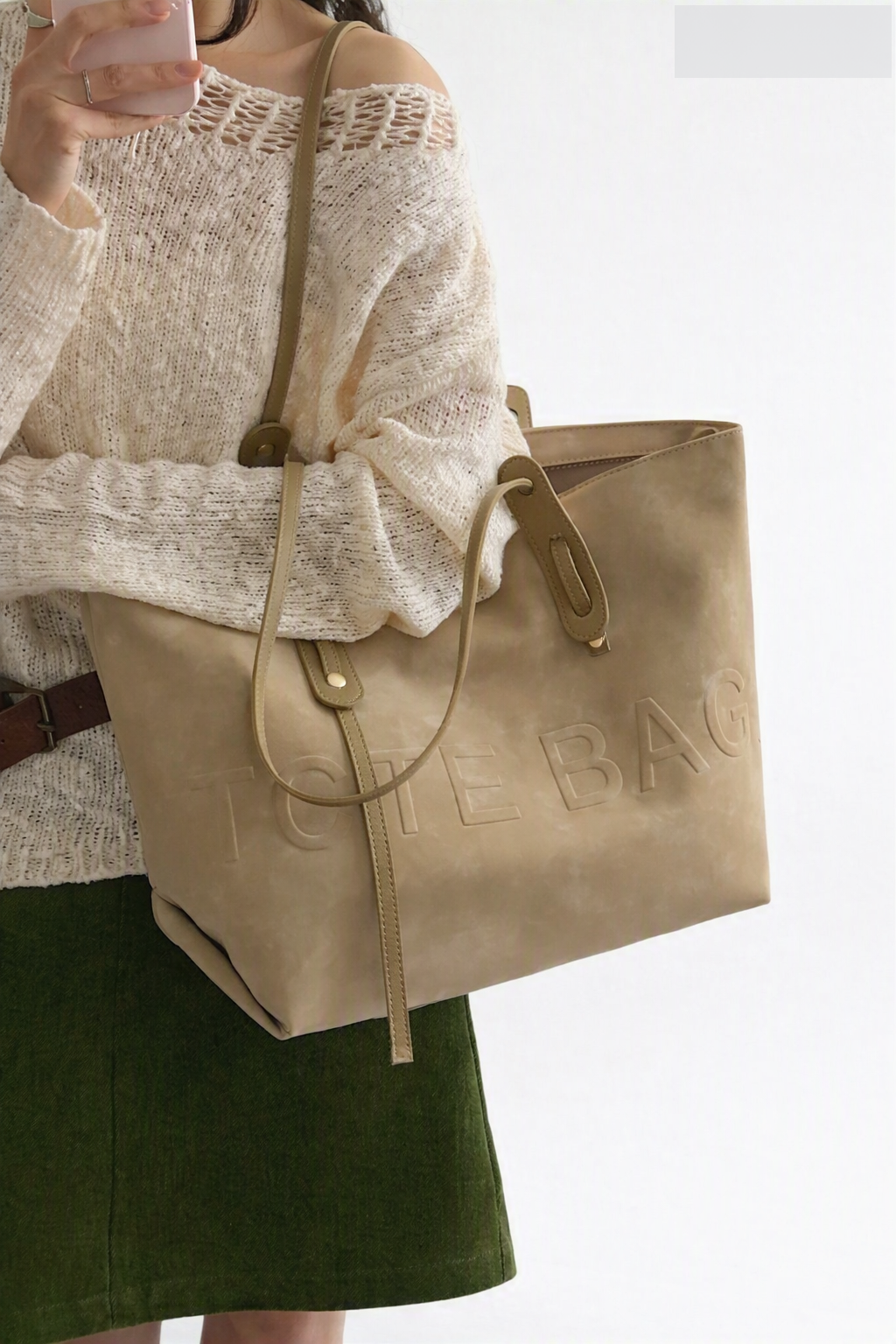 Large Woven Tote Bag for Women Faux Leather Shoulder Handbag Brown Black Khaki