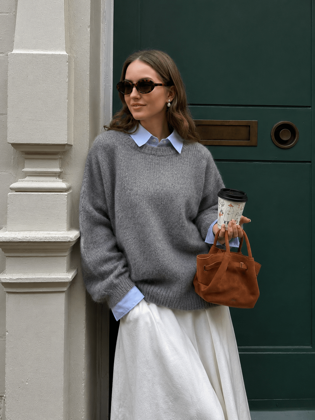 Polo Collar Knitted Pullover Sweater – Loose Fit Thick Warm Commuting Knit Top (Minimal Elegant Style) - Edin London