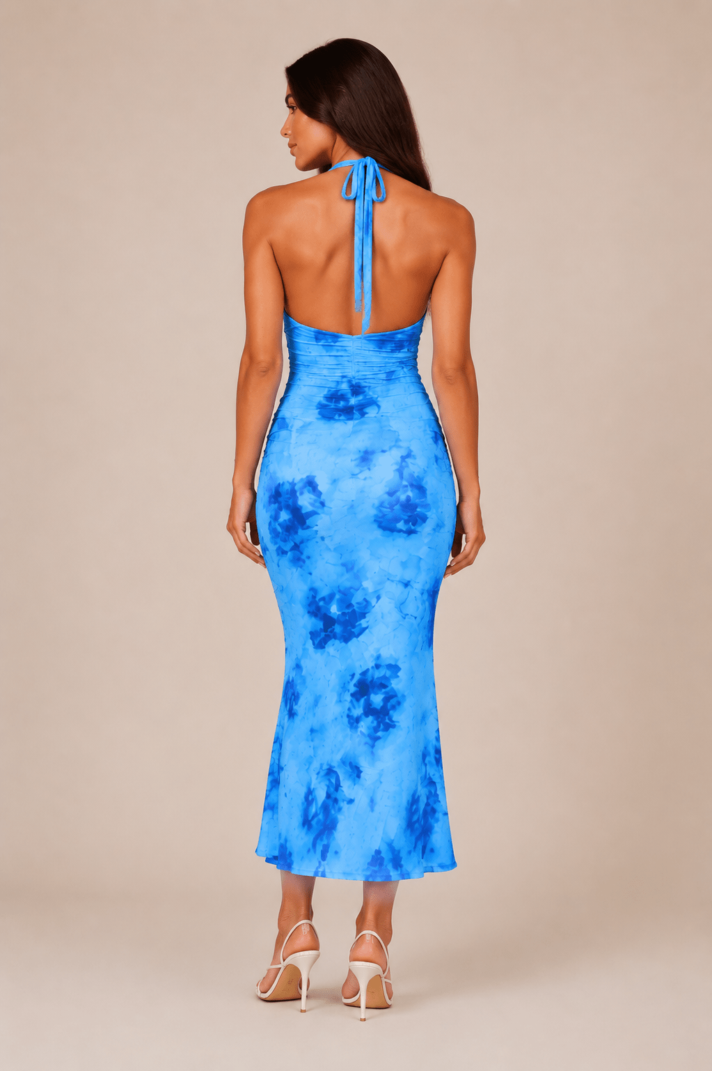 Printed Halter Maxi Dress – Women's Waist-Cinching Bodycon - Edin London