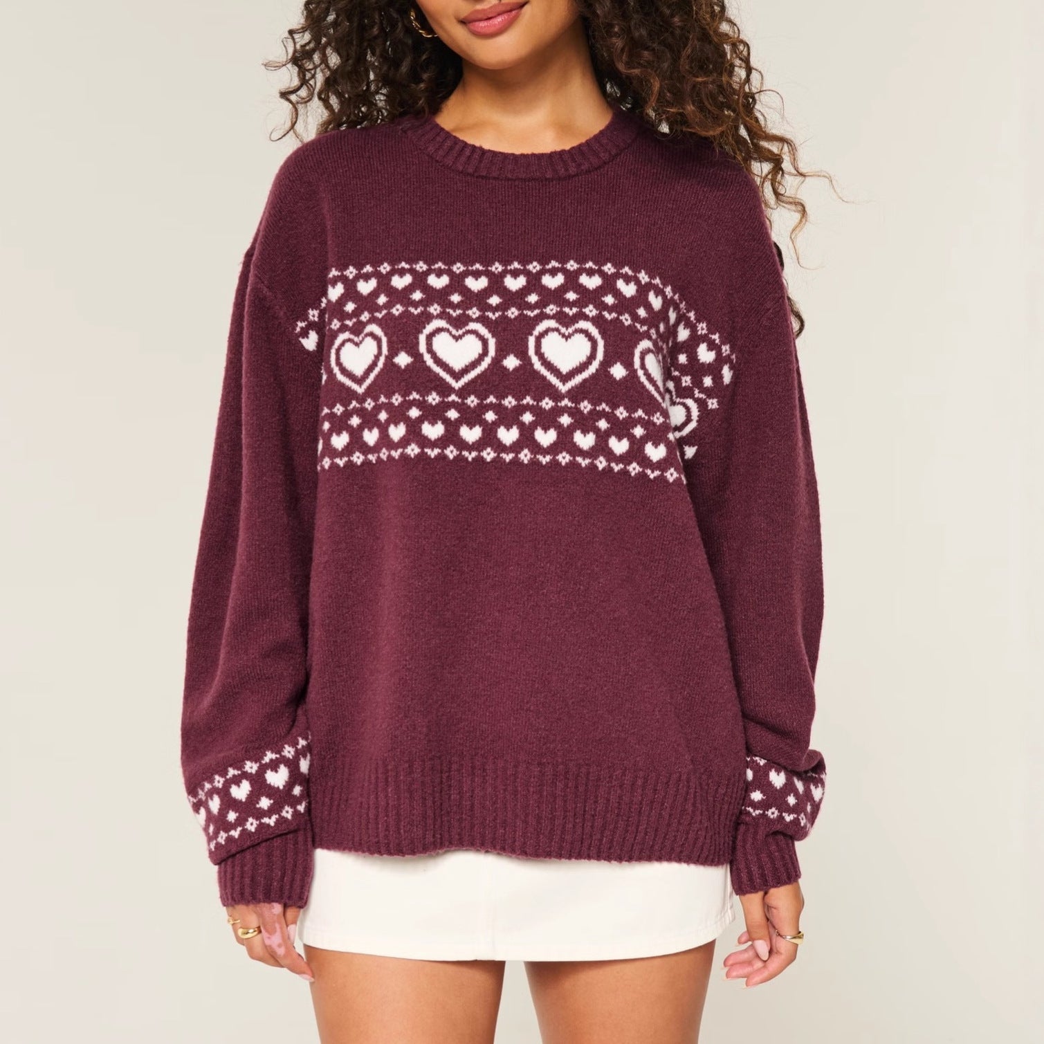 Relaxed Womens Casual Jacquard Pullover - Edin London