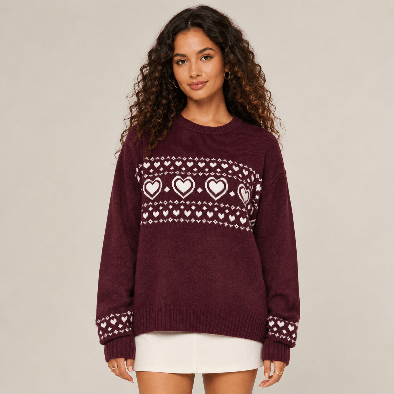 Relaxed Womens Casual Jacquard Pullover - Edin London