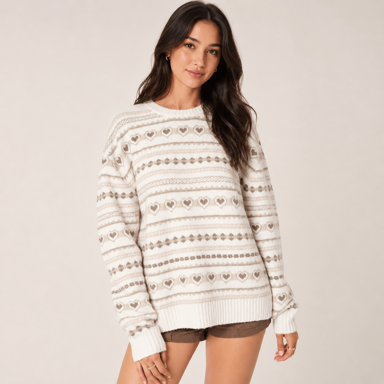 Relaxed Womens Casual Jacquard Pullover - Edin London