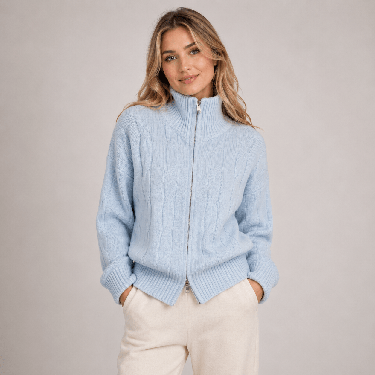 Single-Breasted Lapel Knitted Cardigan Women's Thickened Sweater Jacket - Edin London