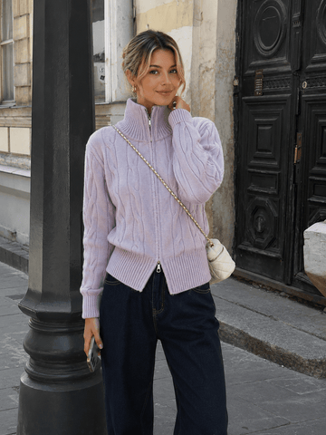 Single-Breasted Lapel Knitted Cardigan Women's Thickened Sweater Jacket - Edin London