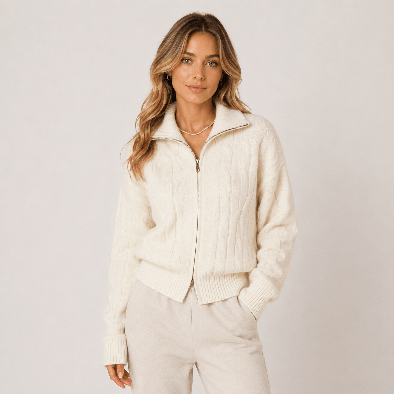 Single-Breasted Lapel Knitted Cardigan Women's Thickened Sweater Jacket - Edin London