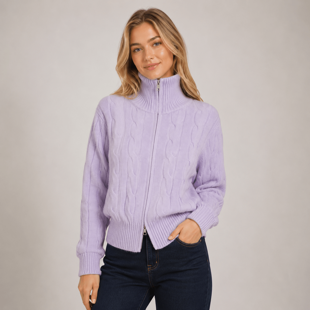Single-Breasted Lapel Knitted Cardigan Women's Thickened Sweater Jacket - Edin London