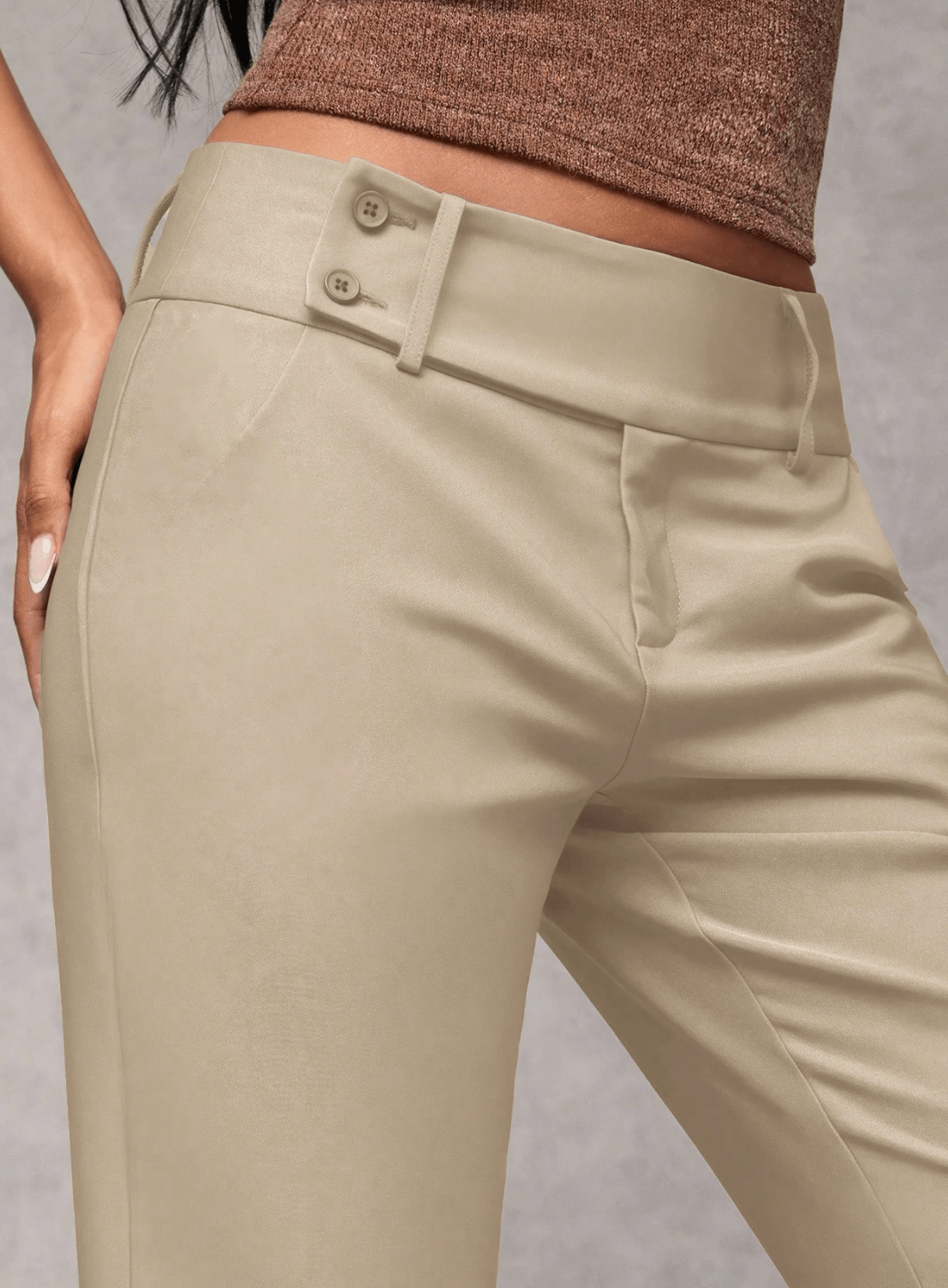 Solid Flare Trousers Women's Elegant Casual Pocket Pants - Edin London
