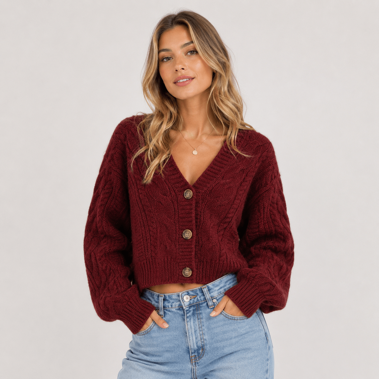 Sophie | Woman's V-neck loose-fitting cardigan sweater - Edin London