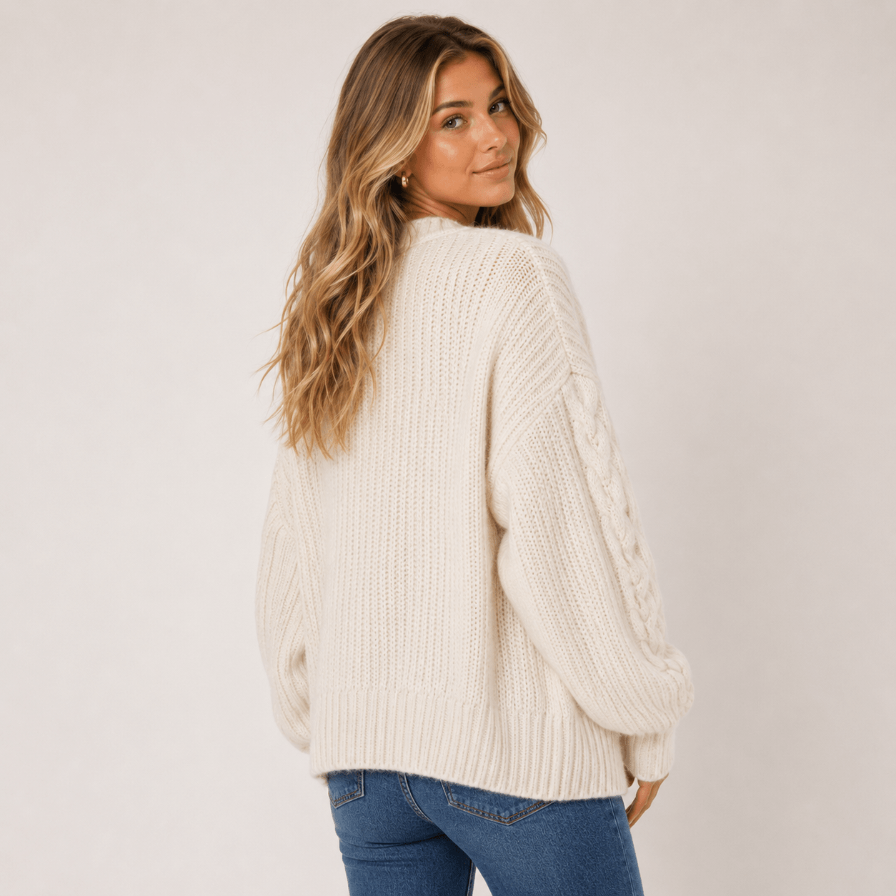 Sophie | Woman's V-neck loose-fitting cardigan sweater - Edin London